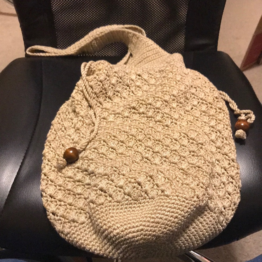 Crochet hobo bag in tan